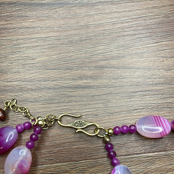 Barse Necklace, Genuine Multi-Stones with Bronze Chain. MSRP $120 - Picture 3 of 9